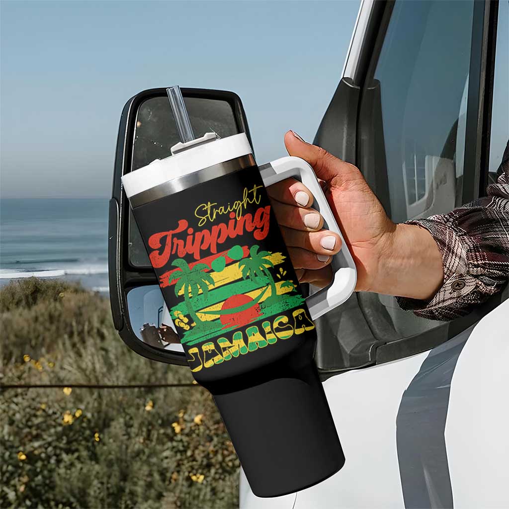 Jamaica Vacation Tumbler With Handle Straight Trippin Jamaica Family Girls Trip - Wonder Print Shop