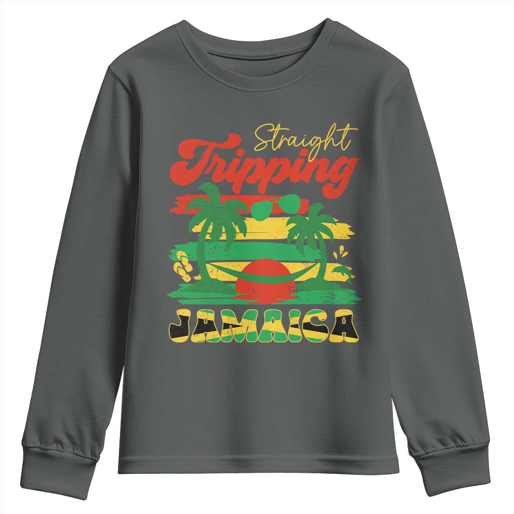 Jamaica Vacation Youth Sweatshirt Straight Trippin Jamaica Family Girls Trip - Wonder Print Shop