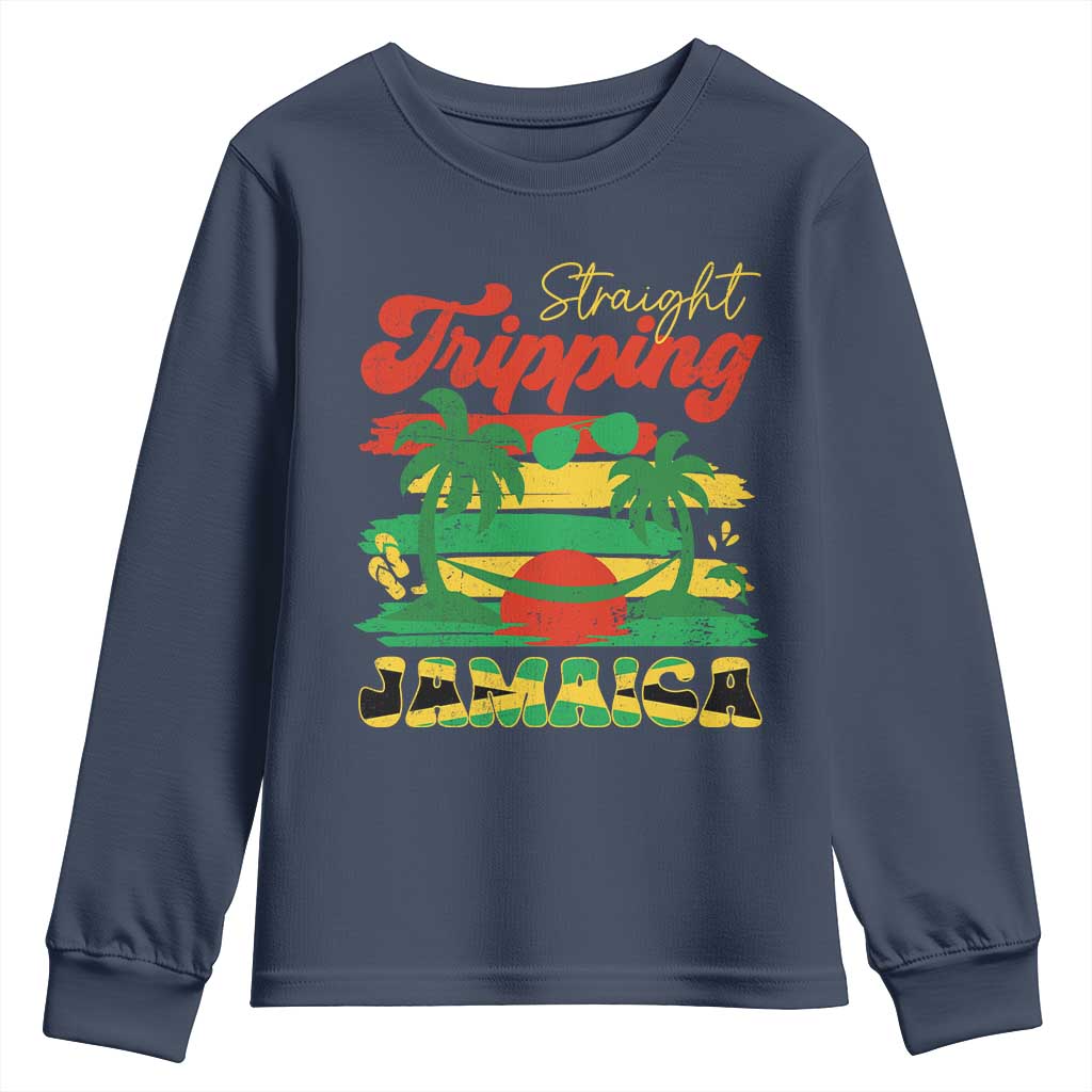 Jamaica Vacation Youth Sweatshirt Straight Trippin Jamaica Family Girls Trip - Wonder Print Shop