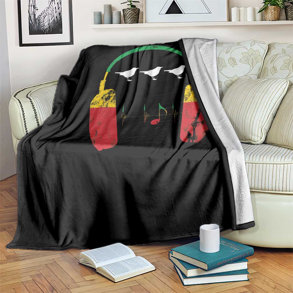 Little Birds Throw Blanket Rastafari Rasta Reggae Music Headphones Jamaican Pride - Wonder Print Shop