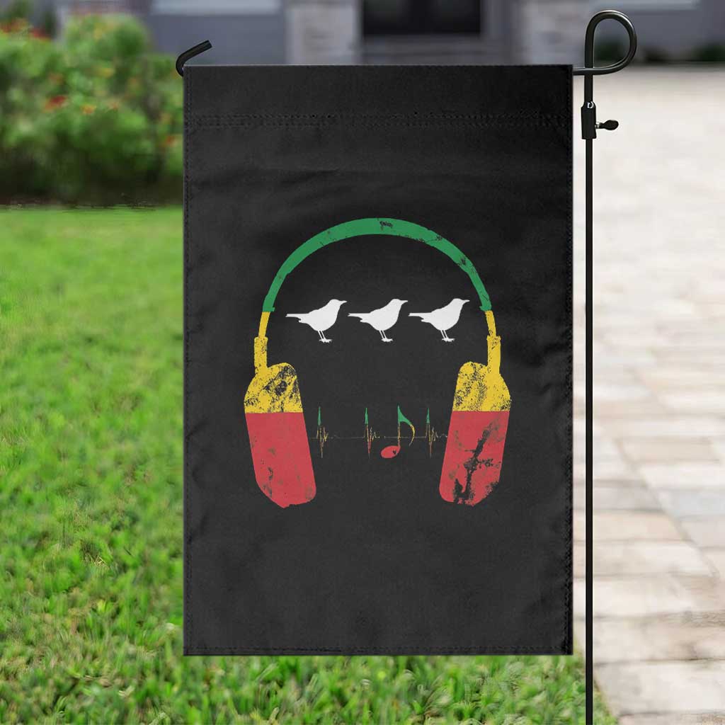 Little Birds Garden Flag Rastafari Rasta Reggae Music Headphones Jamaican Pride - Wonder Print Shop