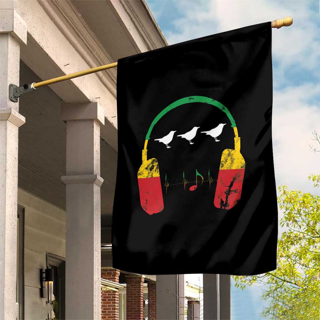 Little Birds Garden Flag Rastafari Rasta Reggae Music Headphones Jamaican Pride - Wonder Print Shop