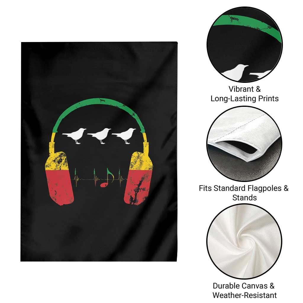 Little Birds Garden Flag Rastafari Rasta Reggae Music Headphones Jamaican Pride - Wonder Print Shop