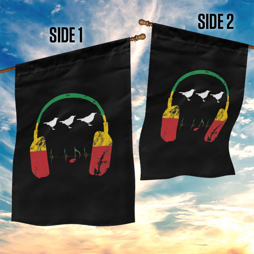 Little Birds Garden Flag Rastafari Rasta Reggae Music Headphones Jamaican Pride - Wonder Print Shop