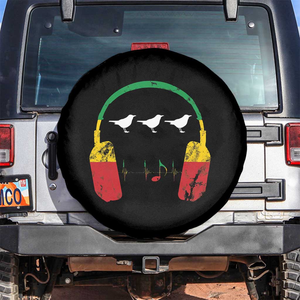 Little Birds Spare Tire Cover Rastafari Rasta Reggae Music Headphones Jamaican Pride - Wonder Print Shop