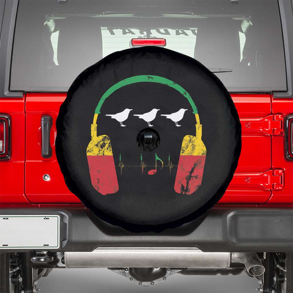 Little Birds Spare Tire Cover Rastafari Rasta Reggae Music Headphones Jamaican Pride - Wonder Print Shop