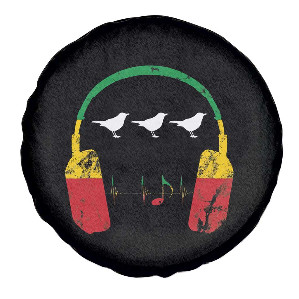 Little Birds Spare Tire Cover Rastafari Rasta Reggae Music Headphones Jamaican Pride - Wonder Print Shop