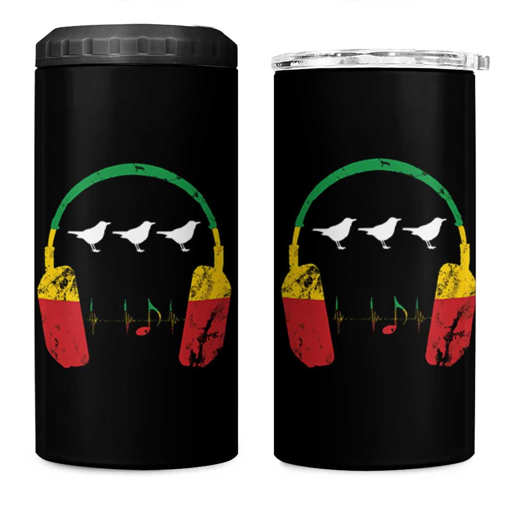 Little Birds 4 in 1 Can Cooler Tumbler Rastafari Rasta Reggae Music Headphones Jamaican Pride - Wonder Print Shop