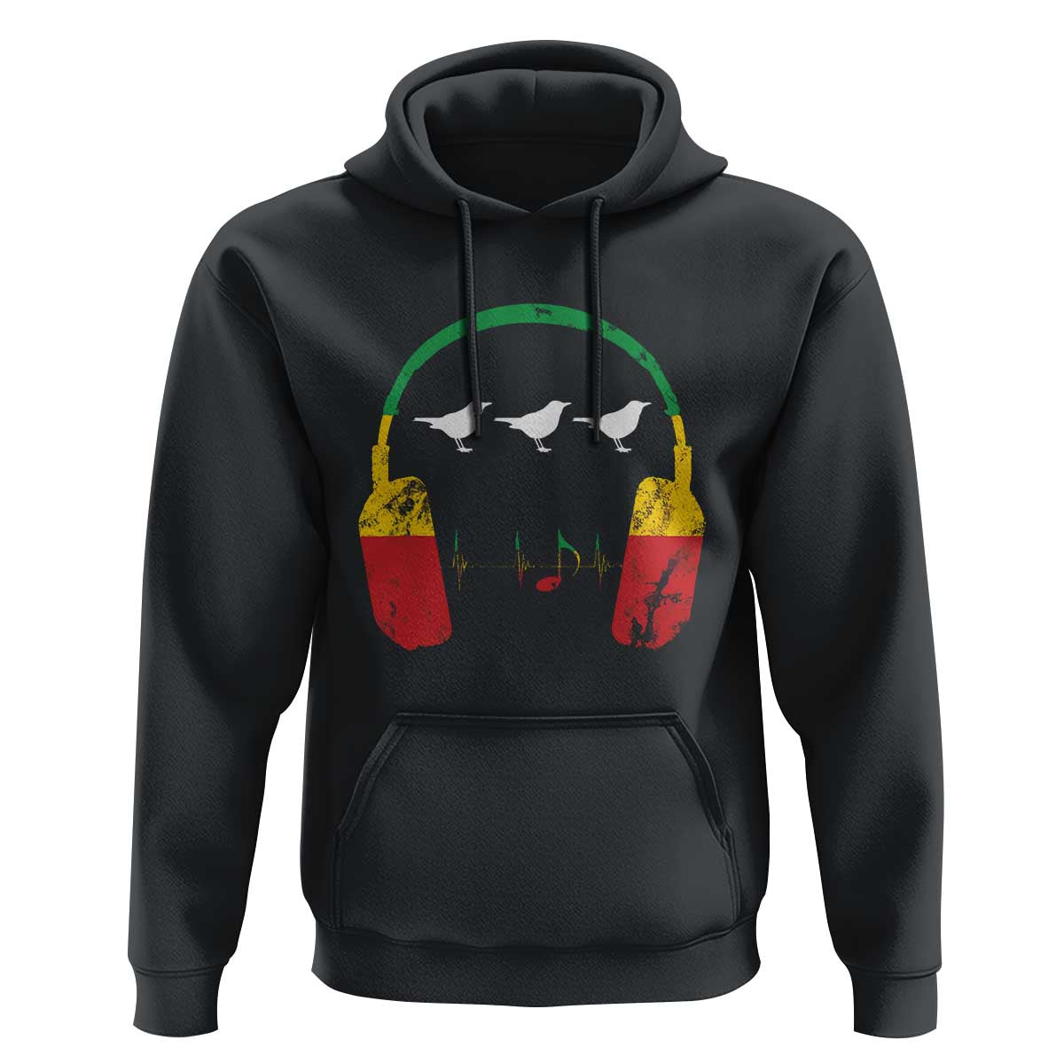 Little Birds Hoodie Rastafari Rasta Reggae Music Headphones Jamaican Pride - Wonder Print Shop