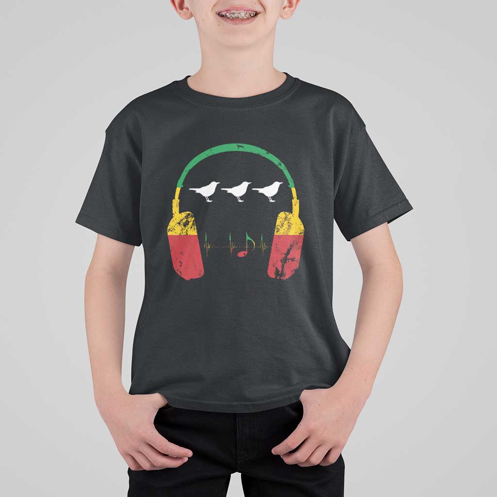 Little Birds T Shirt For Kid Rastafari Rasta Reggae Music Headphones Jamaican Pride - Wonder Print Shop