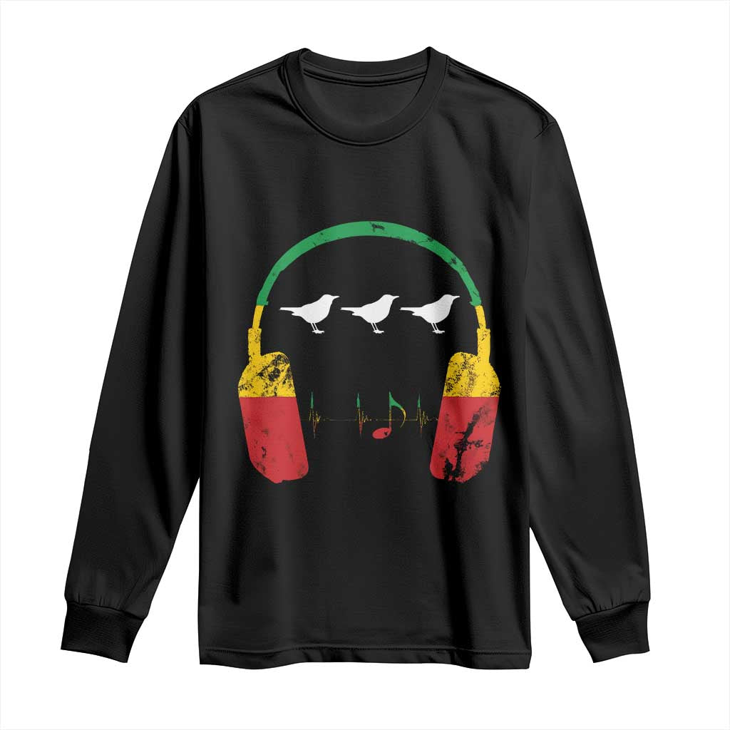 Little Birds Long Sleeve Shirt Rastafari Rasta Reggae Music Headphones Jamaican Pride - Wonder Print Shop