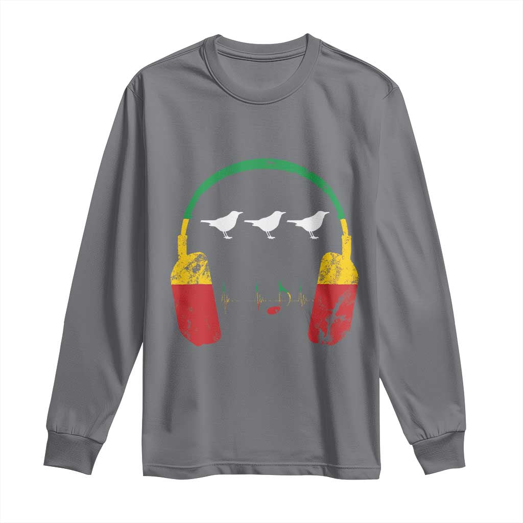 Little Birds Long Sleeve Shirt Rastafari Rasta Reggae Music Headphones Jamaican Pride - Wonder Print Shop