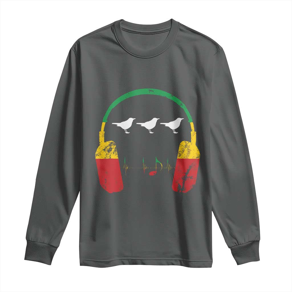 Little Birds Long Sleeve Shirt Rastafari Rasta Reggae Music Headphones Jamaican Pride - Wonder Print Shop
