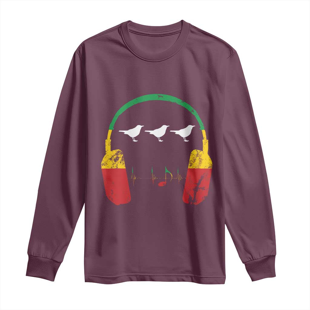 Little Birds Long Sleeve Shirt Rastafari Rasta Reggae Music Headphones Jamaican Pride - Wonder Print Shop