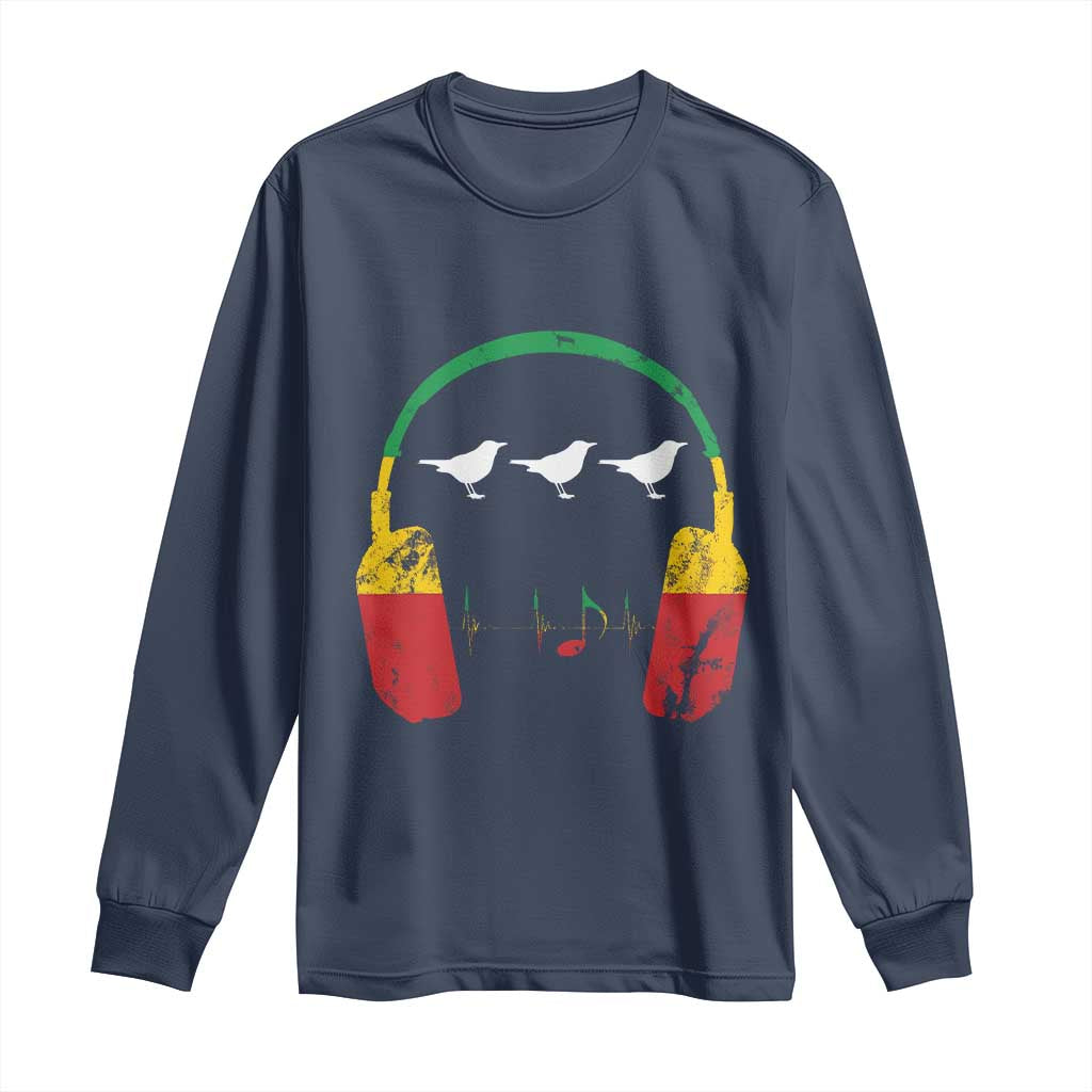 Little Birds Long Sleeve Shirt Rastafari Rasta Reggae Music Headphones Jamaican Pride - Wonder Print Shop