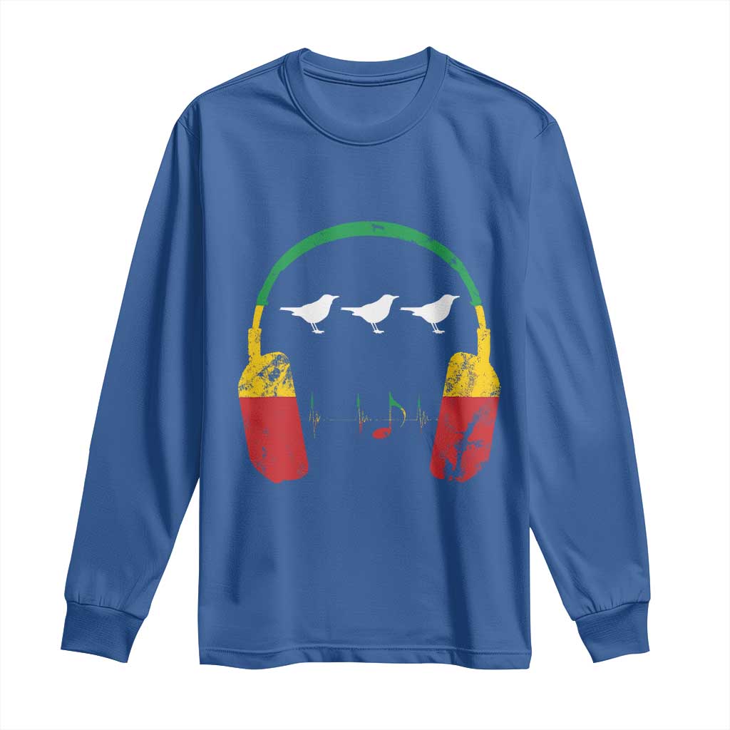 Little Birds Long Sleeve Shirt Rastafari Rasta Reggae Music Headphones Jamaican Pride - Wonder Print Shop
