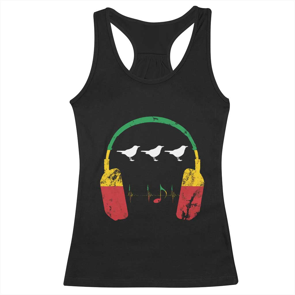 Little Birds Racerback Tank Top Rastafari Rasta Reggae Music Headphones Jamaican Pride - Wonder Print Shop