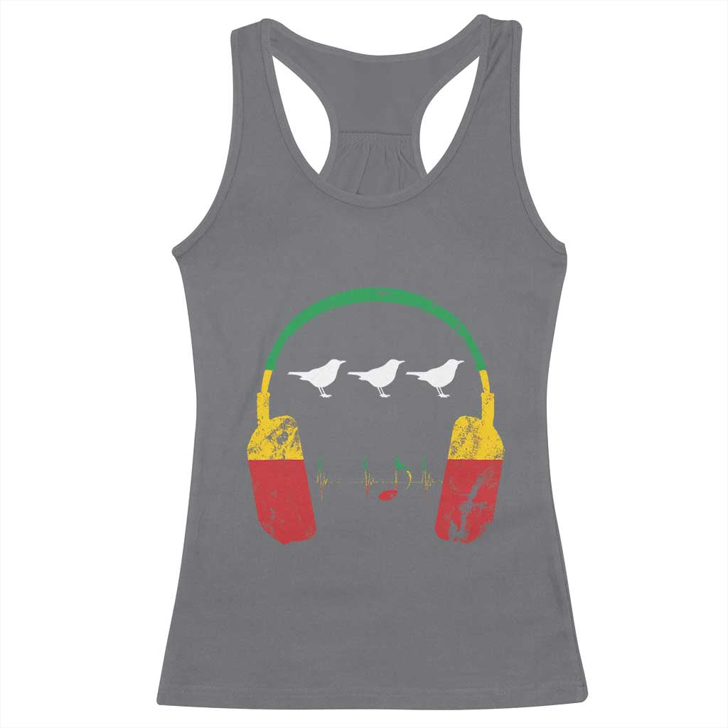 Little Birds Racerback Tank Top Rastafari Rasta Reggae Music Headphones Jamaican Pride - Wonder Print Shop