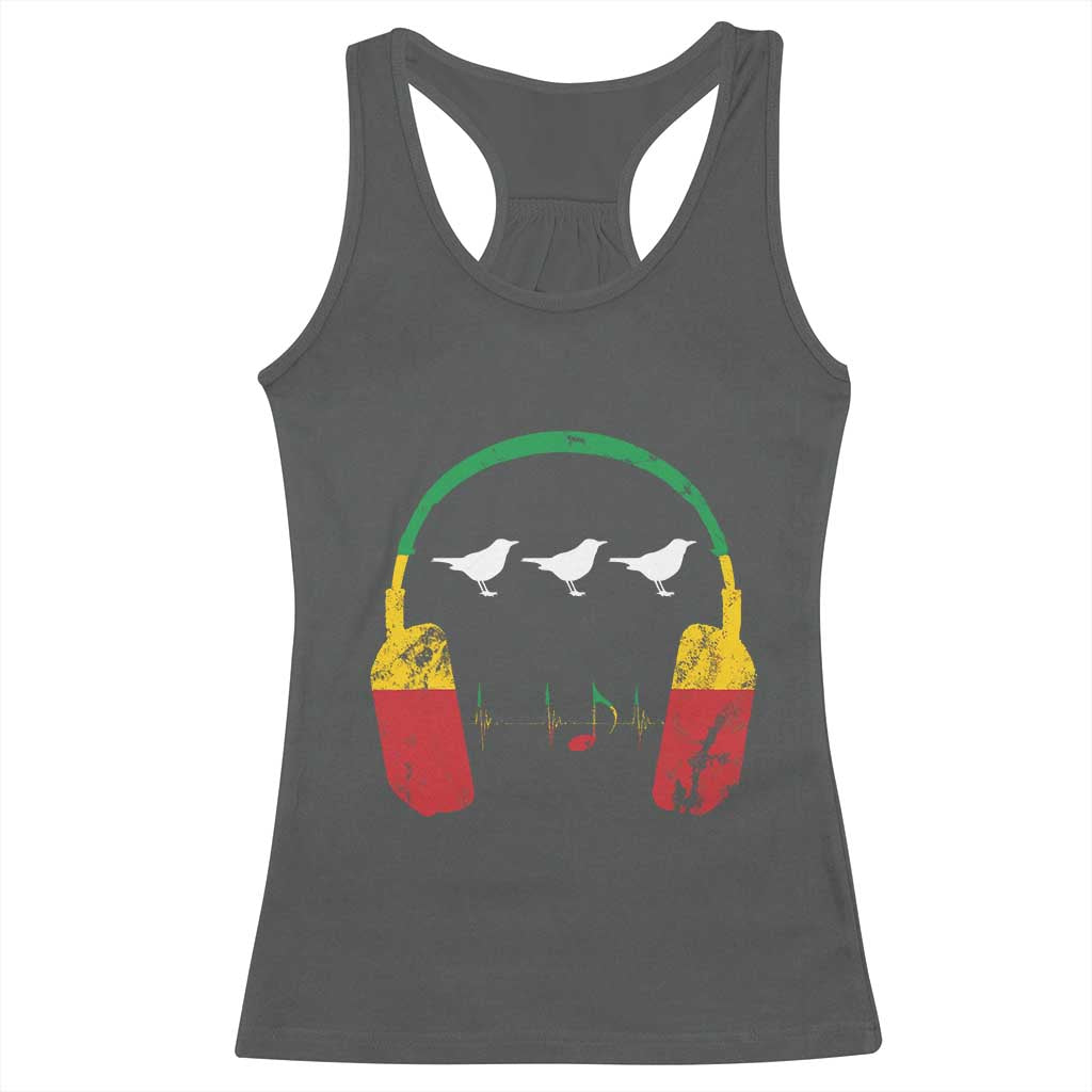Little Birds Racerback Tank Top Rastafari Rasta Reggae Music Headphones Jamaican Pride - Wonder Print Shop