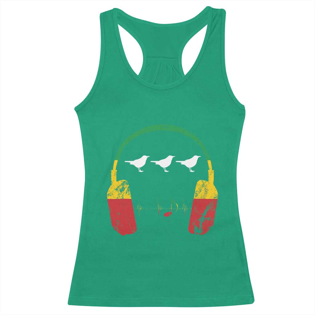Little Birds Racerback Tank Top Rastafari Rasta Reggae Music Headphones Jamaican Pride - Wonder Print Shop
