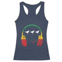 Little Birds Racerback Tank Top Rastafari Rasta Reggae Music Headphones Jamaican Pride - Wonder Print Shop