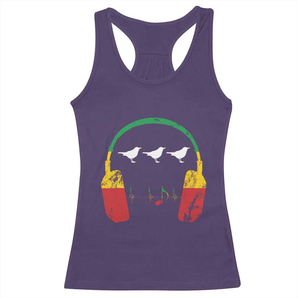 Little Birds Racerback Tank Top Rastafari Rasta Reggae Music Headphones Jamaican Pride - Wonder Print Shop