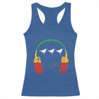 Little Birds Racerback Tank Top Rastafari Rasta Reggae Music Headphones Jamaican Pride - Wonder Print Shop