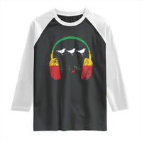 Little Birds Raglan Shirt Rastafari Rasta Reggae Music Headphones Jamaican Pride - Wonder Print Shop