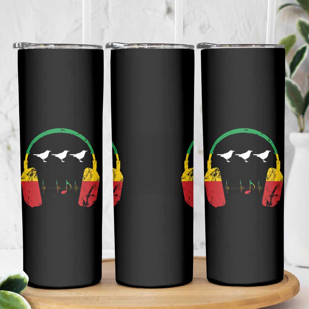 Little Birds Skinny Tumbler Rastafari Rasta Reggae Music Headphones Jamaican Pride - Wonder Print Shop