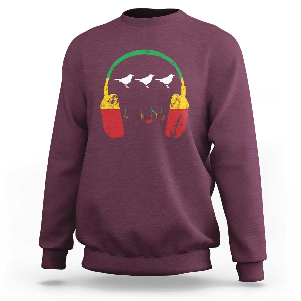 Little Birds Sweatshirt Rastafari Rasta Reggae Music Headphones Jamaican Pride - Wonder Print Shop