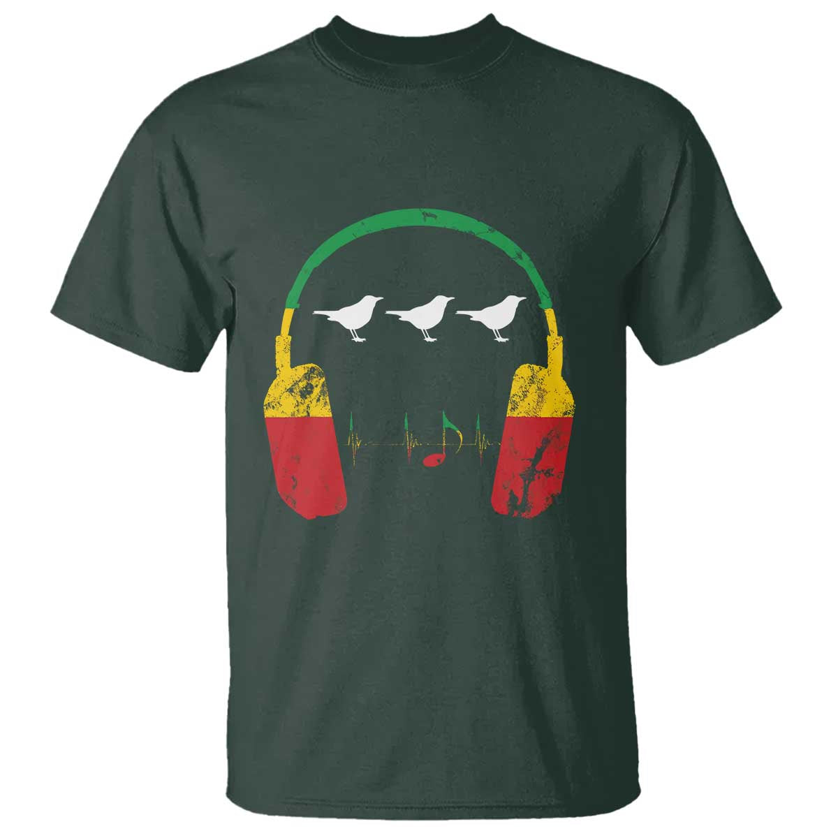 Little Birds T Shirt Rastafari Rasta Reggae Music Headphones Jamaican Pride - Wonder Print Shop