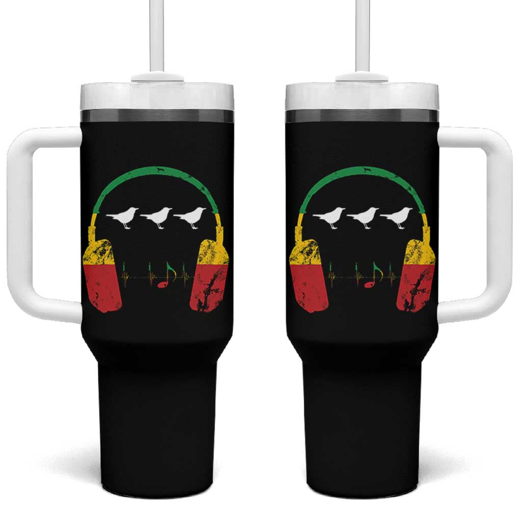 Little Birds Tumbler With Handle Rastafari Rasta Reggae Music Headphones Jamaican Pride - Wonder Print Shop