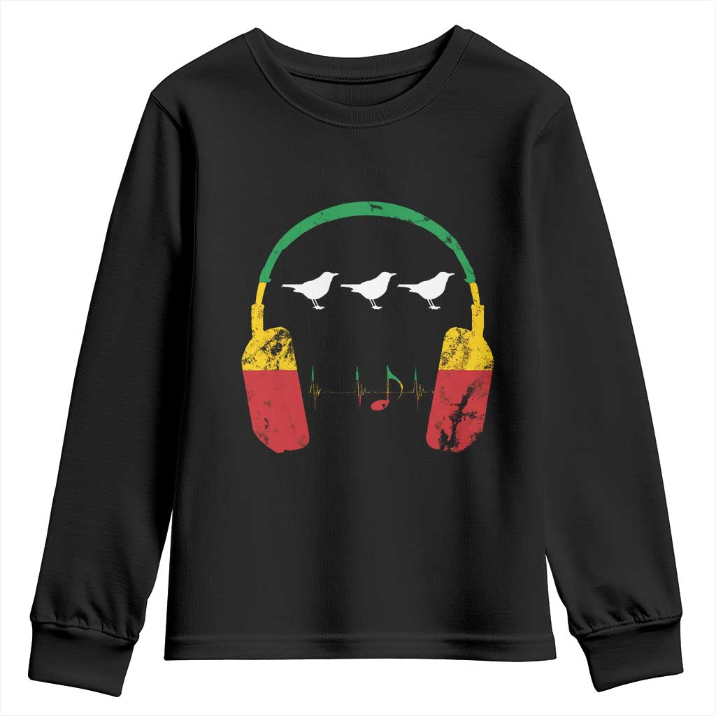 Little Birds Youth Sweatshirt Rastafari Rasta Reggae Music Headphones Jamaican Pride - Wonder Print Shop