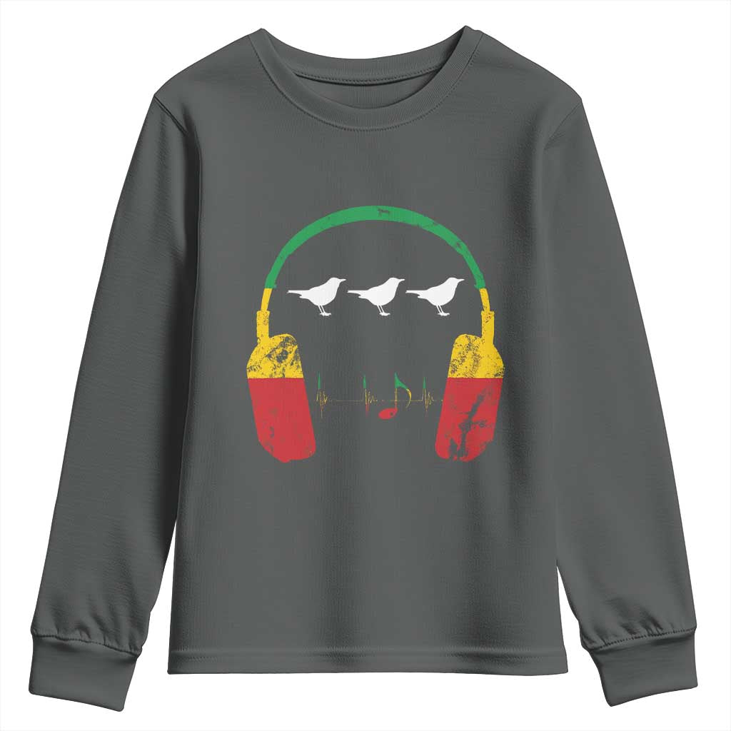 Little Birds Youth Sweatshirt Rastafari Rasta Reggae Music Headphones Jamaican Pride - Wonder Print Shop