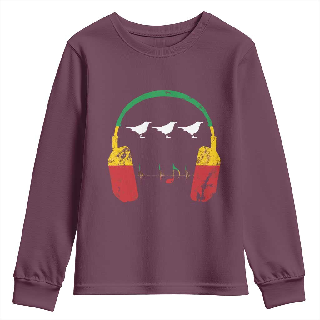 Little Birds Youth Sweatshirt Rastafari Rasta Reggae Music Headphones Jamaican Pride - Wonder Print Shop