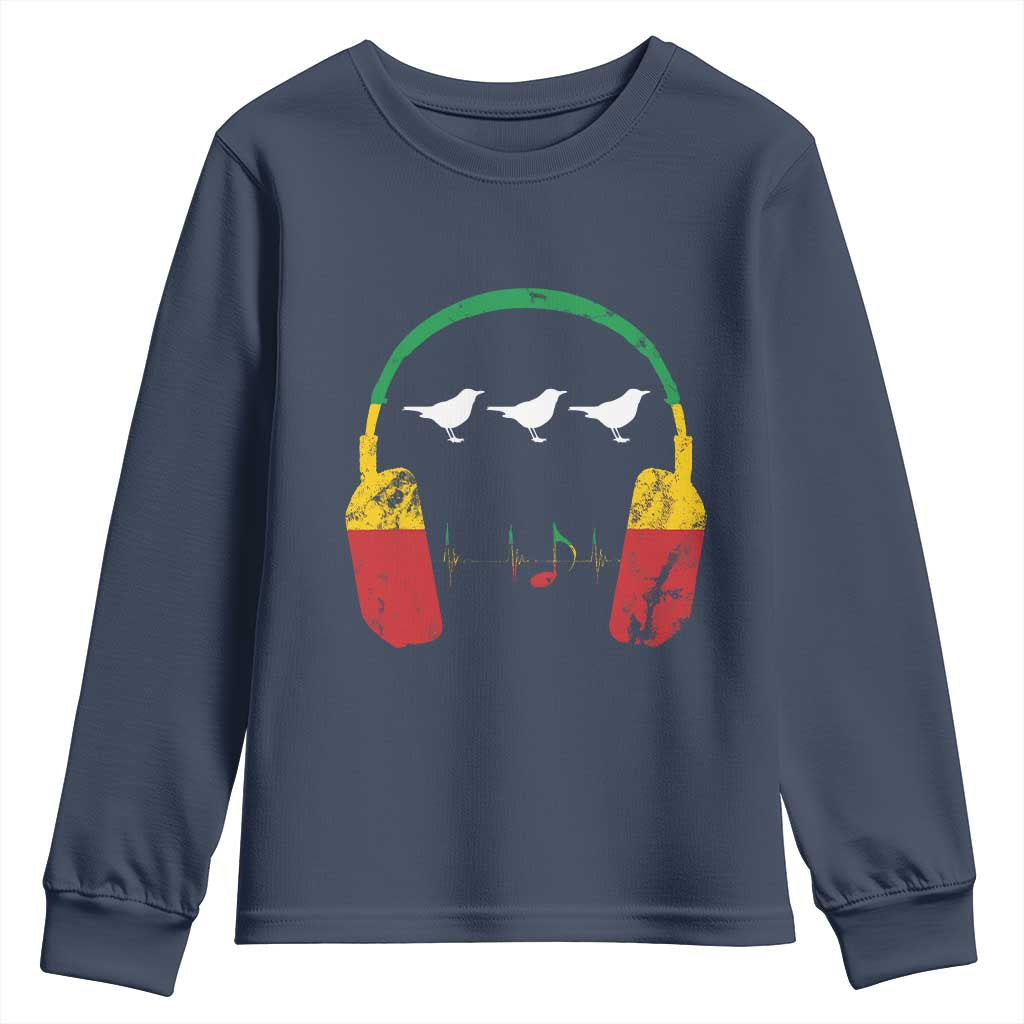Little Birds Youth Sweatshirt Rastafari Rasta Reggae Music Headphones Jamaican Pride - Wonder Print Shop