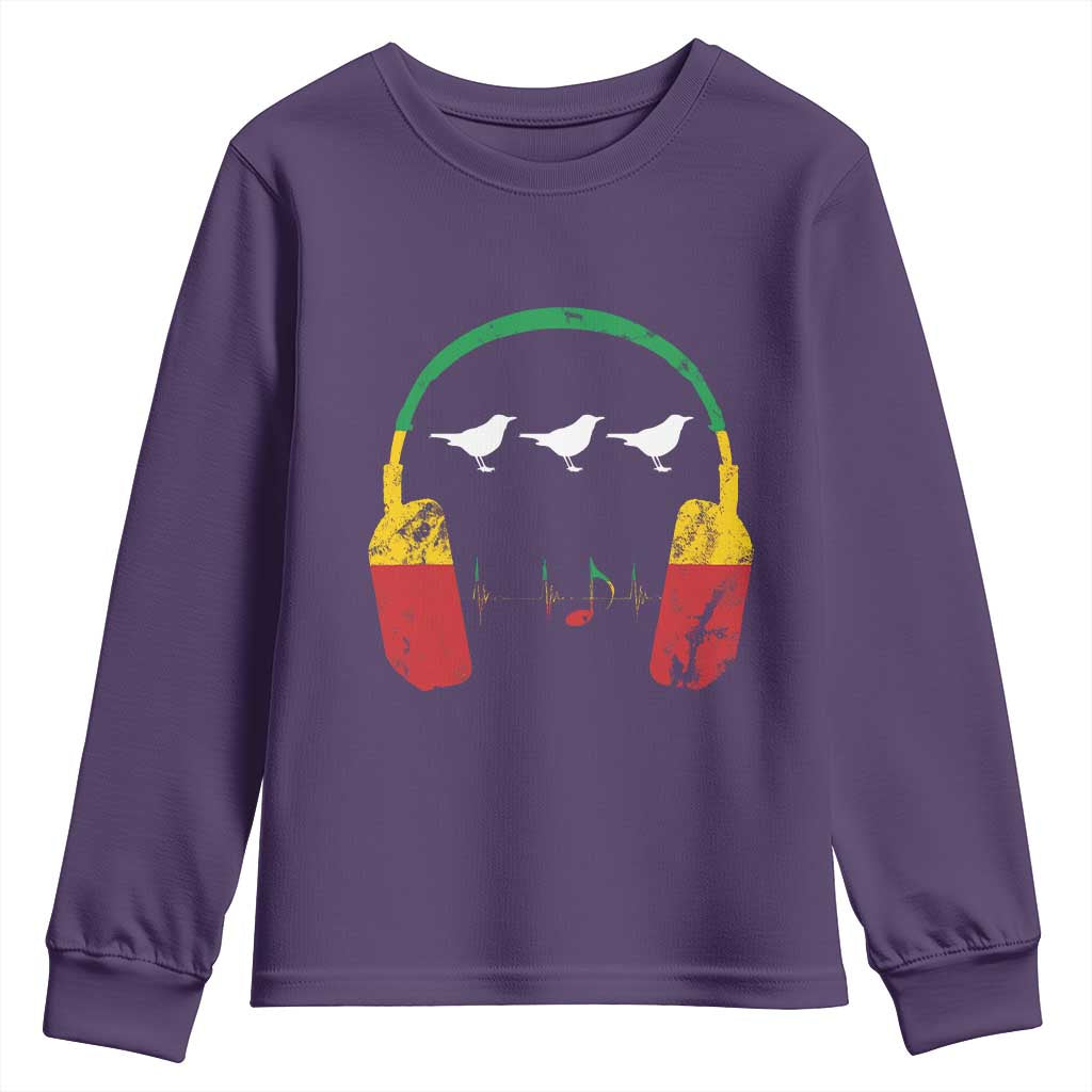 Little Birds Youth Sweatshirt Rastafari Rasta Reggae Music Headphones Jamaican Pride - Wonder Print Shop