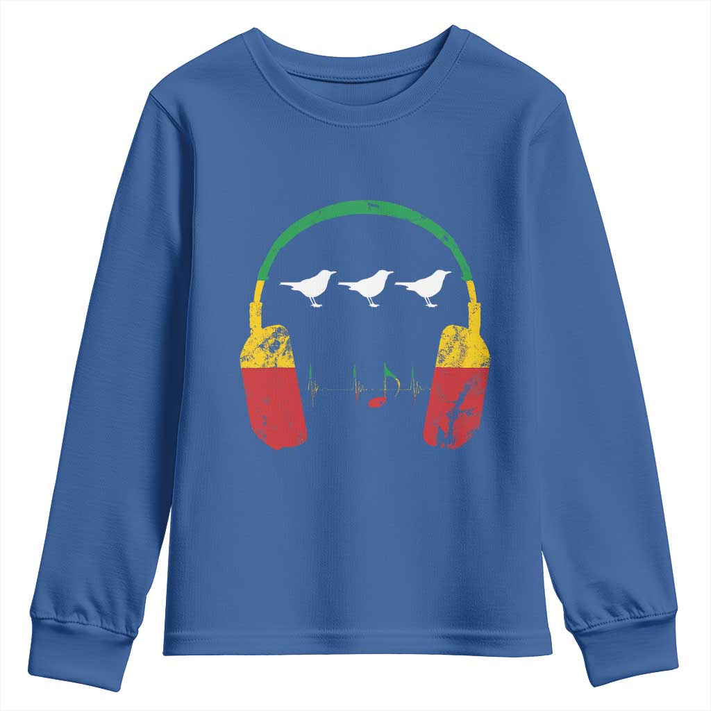 Little Birds Youth Sweatshirt Rastafari Rasta Reggae Music Headphones Jamaican Pride - Wonder Print Shop