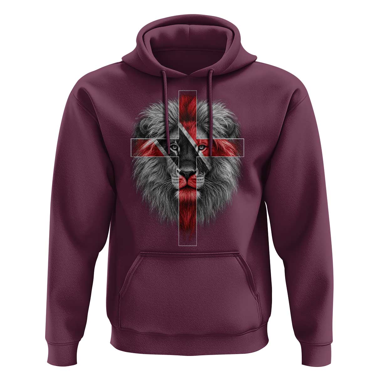 Lion of Judah Cross Trinidadian Flag Hoodie Christian Faith Trini Trinidad And Tobago Pride