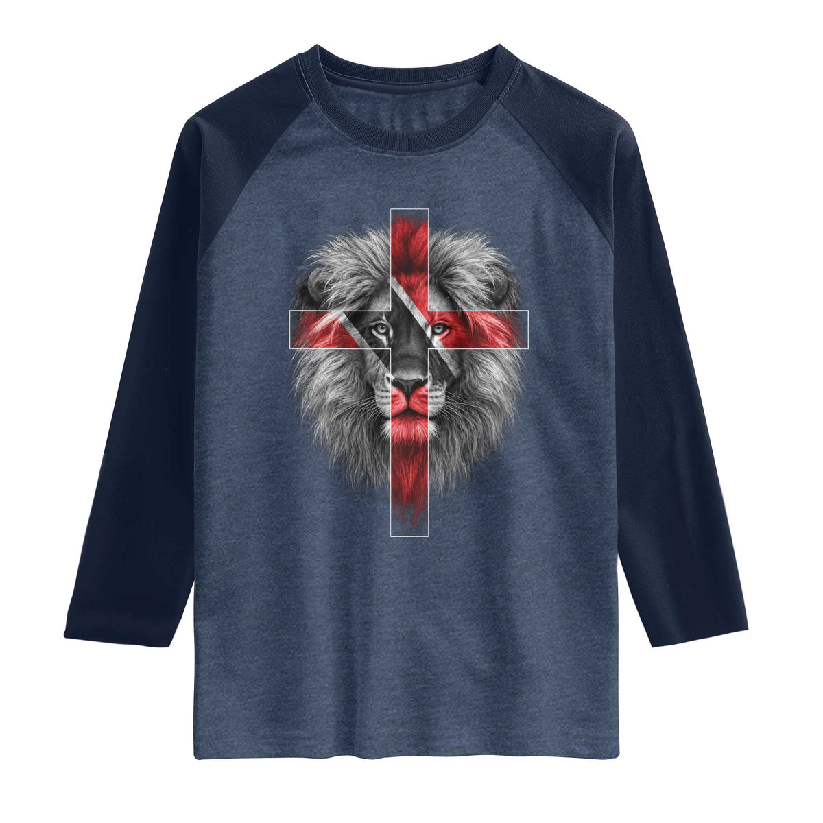 Lion of Judah Cross Trinidadian Flag Raglan Shirt Christian Faith Trini Trinidad And Tobago Pride