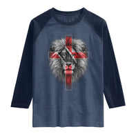 Lion of Judah Cross Trinidadian Flag Raglan Shirt Christian Faith Trini Trinidad And Tobago Pride