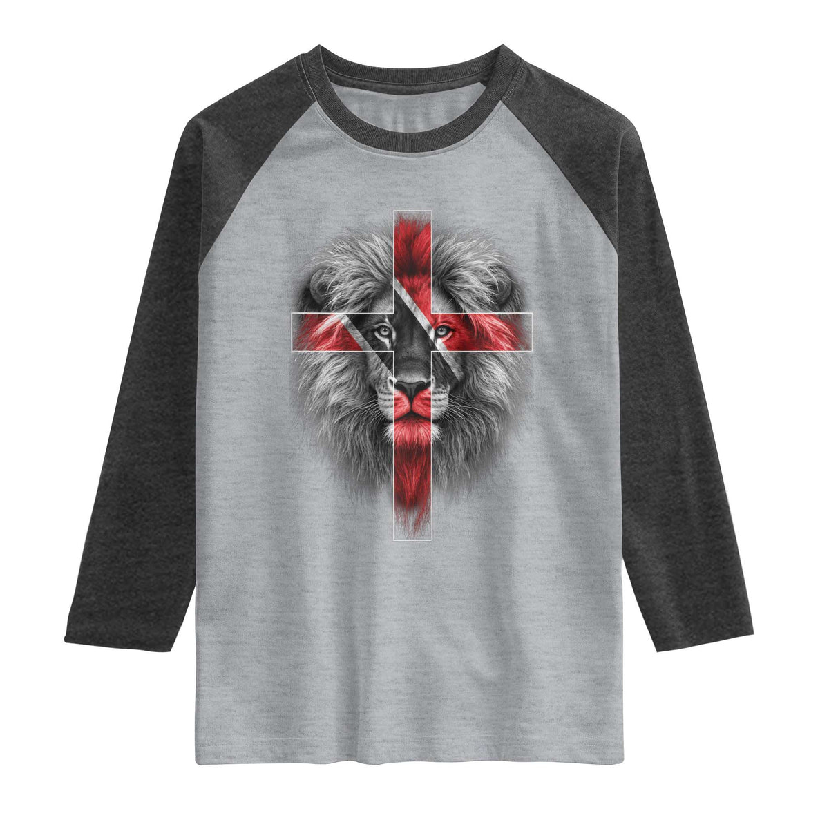 Lion of Judah Cross Trinidadian Flag Raglan Shirt Christian Faith Trini Trinidad And Tobago Pride