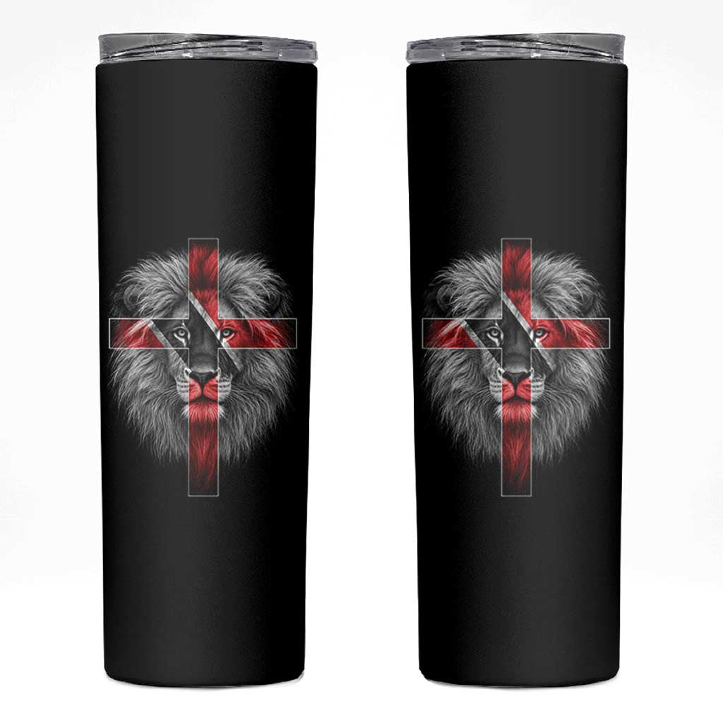 Lion of Judah Cross Trinidadian Flag Skinny Tumbler Christian Faith Trini Trinidad And Tobago Pride