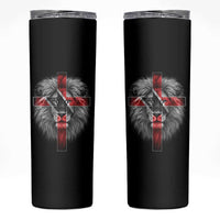 Lion of Judah Cross Trinidadian Flag Skinny Tumbler Christian Faith Trini Trinidad And Tobago Pride