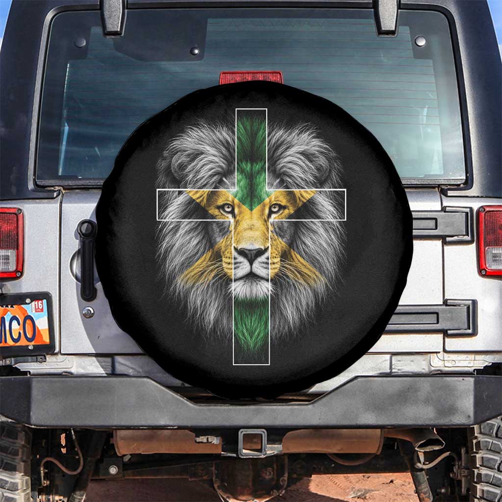 Lion of Judah Cross Jamaica Flag Spare Tire Cover Christian Faith Jamaican Pride