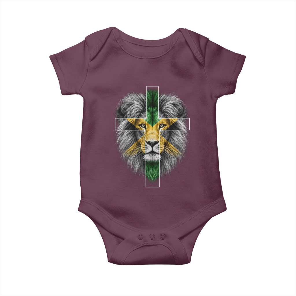 Lion of Judah Cross Jamaica Flag Baby Onesie Christian Faith Jamaican Pride