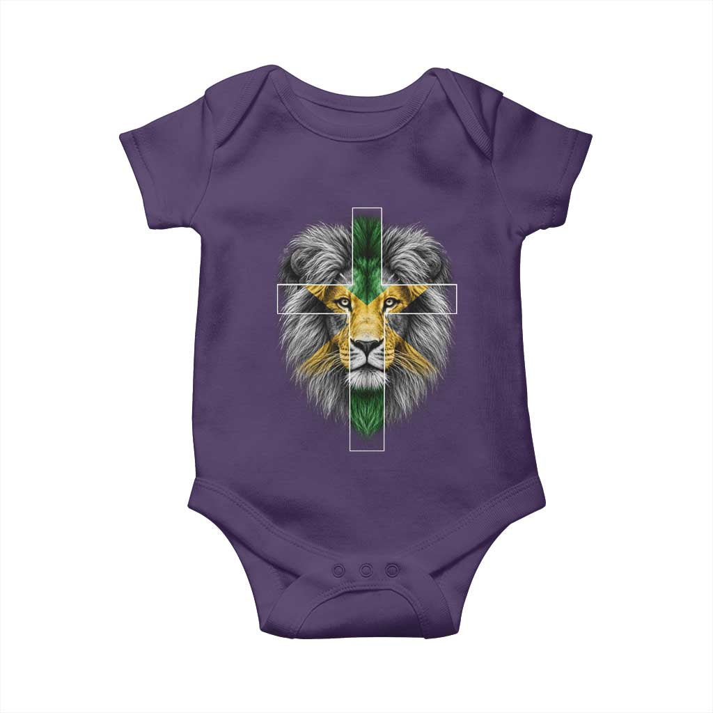 Lion of Judah Cross Jamaica Flag Baby Onesie Christian Faith Jamaican Pride