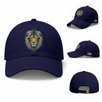 Lion of Judah Cross Jamaica Flag Baseball Cap Christian Faith Jamaican Pride