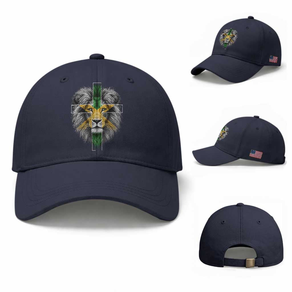 Lion of Judah Cross Jamaica Flag Baseball Cap Christian Faith Jamaican Pride