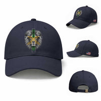 Lion of Judah Cross Jamaica Flag Baseball Cap Christian Faith Jamaican Pride